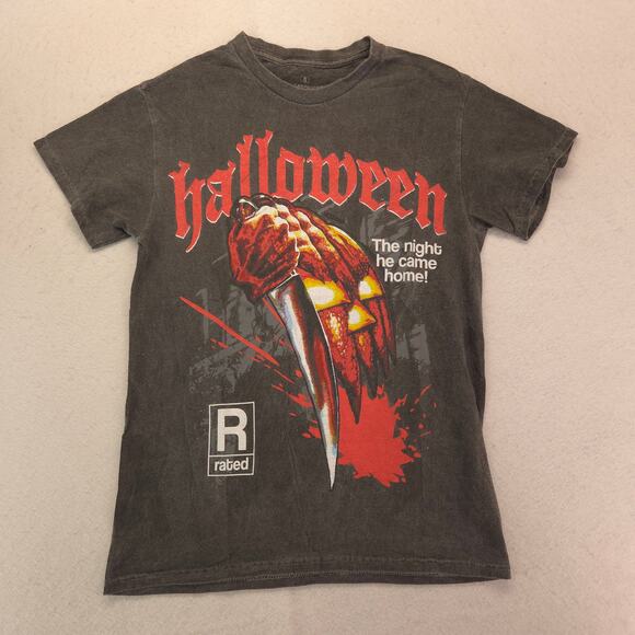 Halloween Movie Short Sleeve Casual Crew Neck Graphic T Shirt Mens Size S Gray - Picture 2 of 9